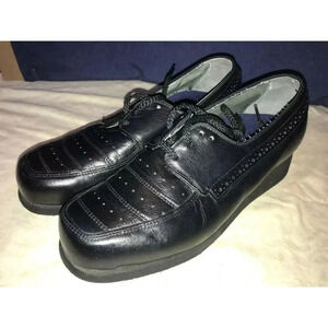 P. W. Minor Orthopedic Black Lace Up Wedge Heel Comfort Shoe 6.5 B Medium
